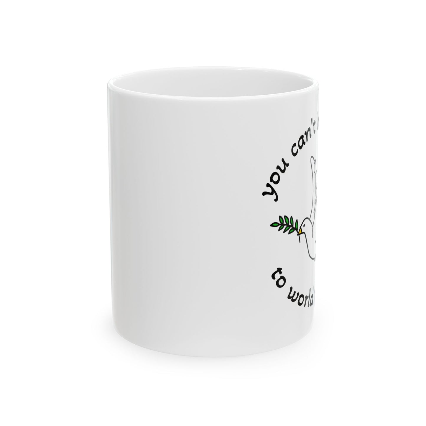 Bombs for Peace Dove with Olive Branch Mug | Inspirational Quote Ceramic Mug