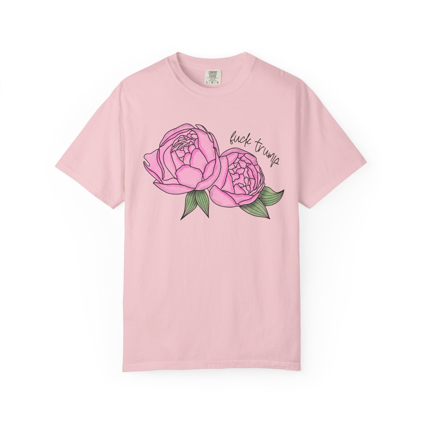 Slightly Subtle Pink Peony Floral Illustration T-shirt | Hand-drawn Blooms FDT