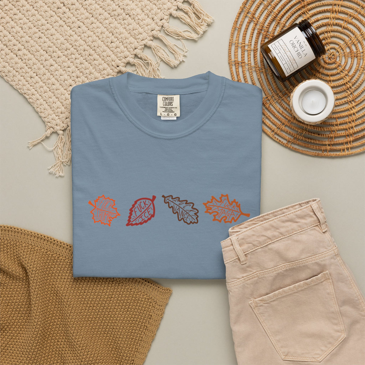Autumn Leaves T-Shirt FDT Minimal Fall Foliage Graphic Tee