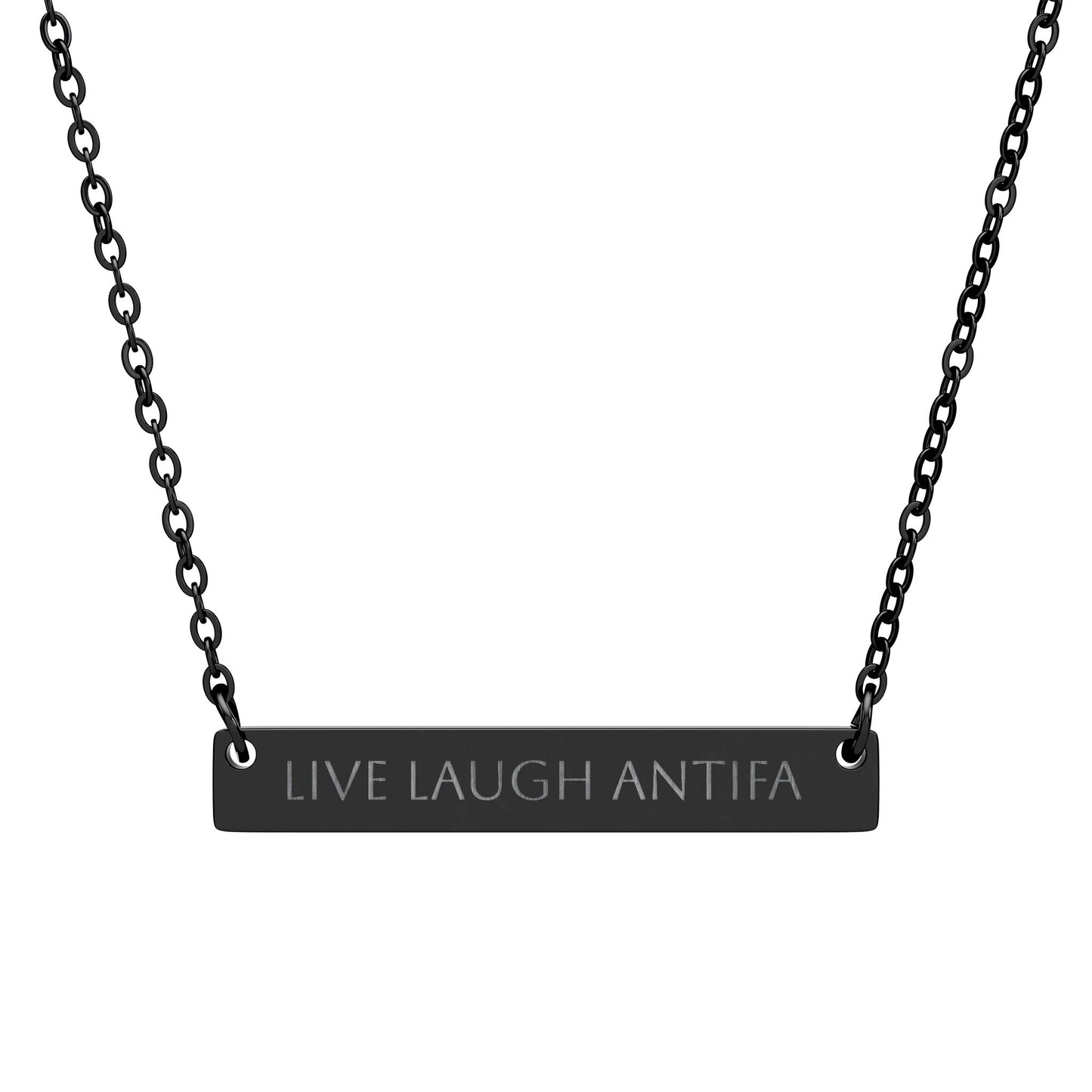 Live Laugh Antifa horizontal bar necklace | engraved pendant