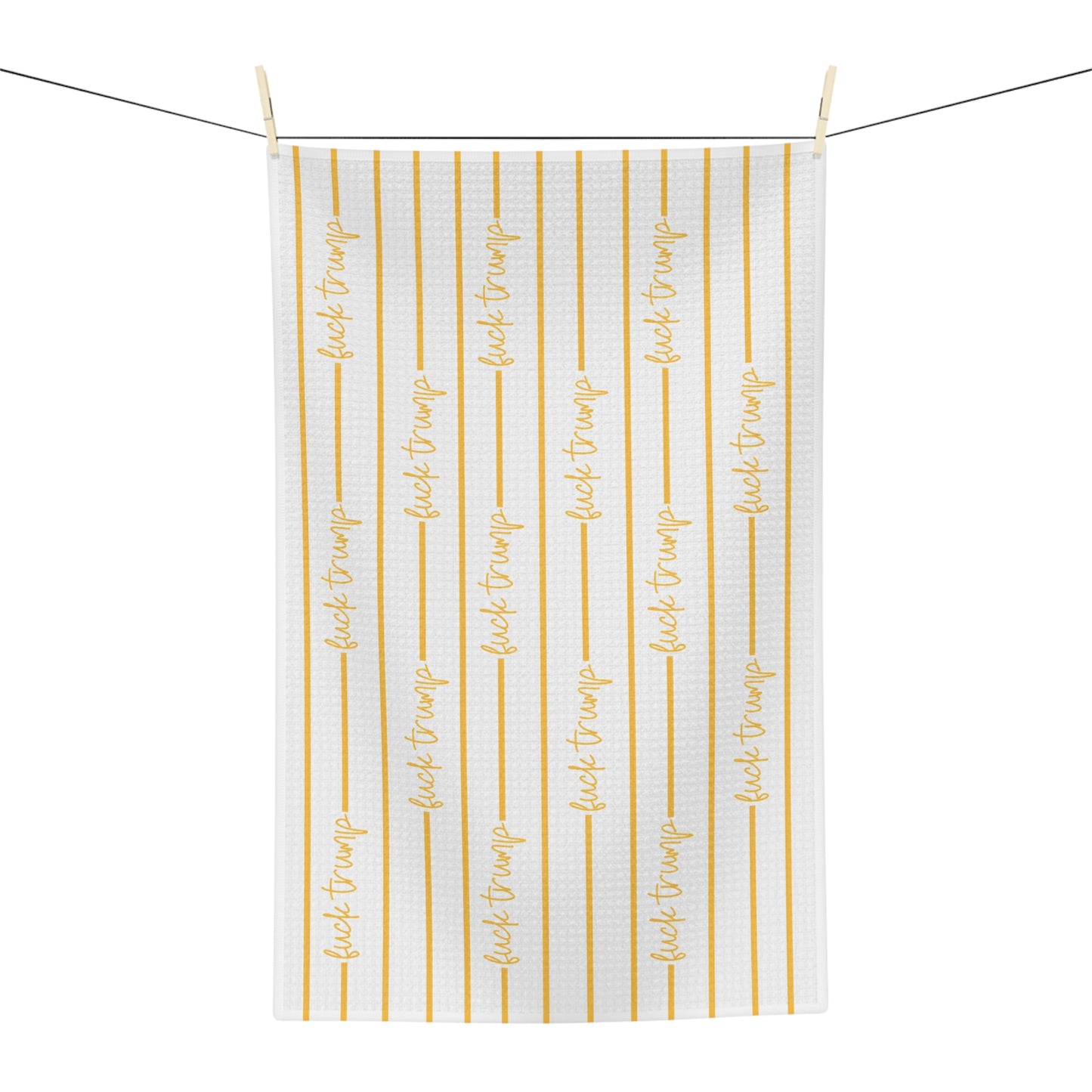 Slightly subtle yellow script stripes tea towel | microfiber kitchen towel