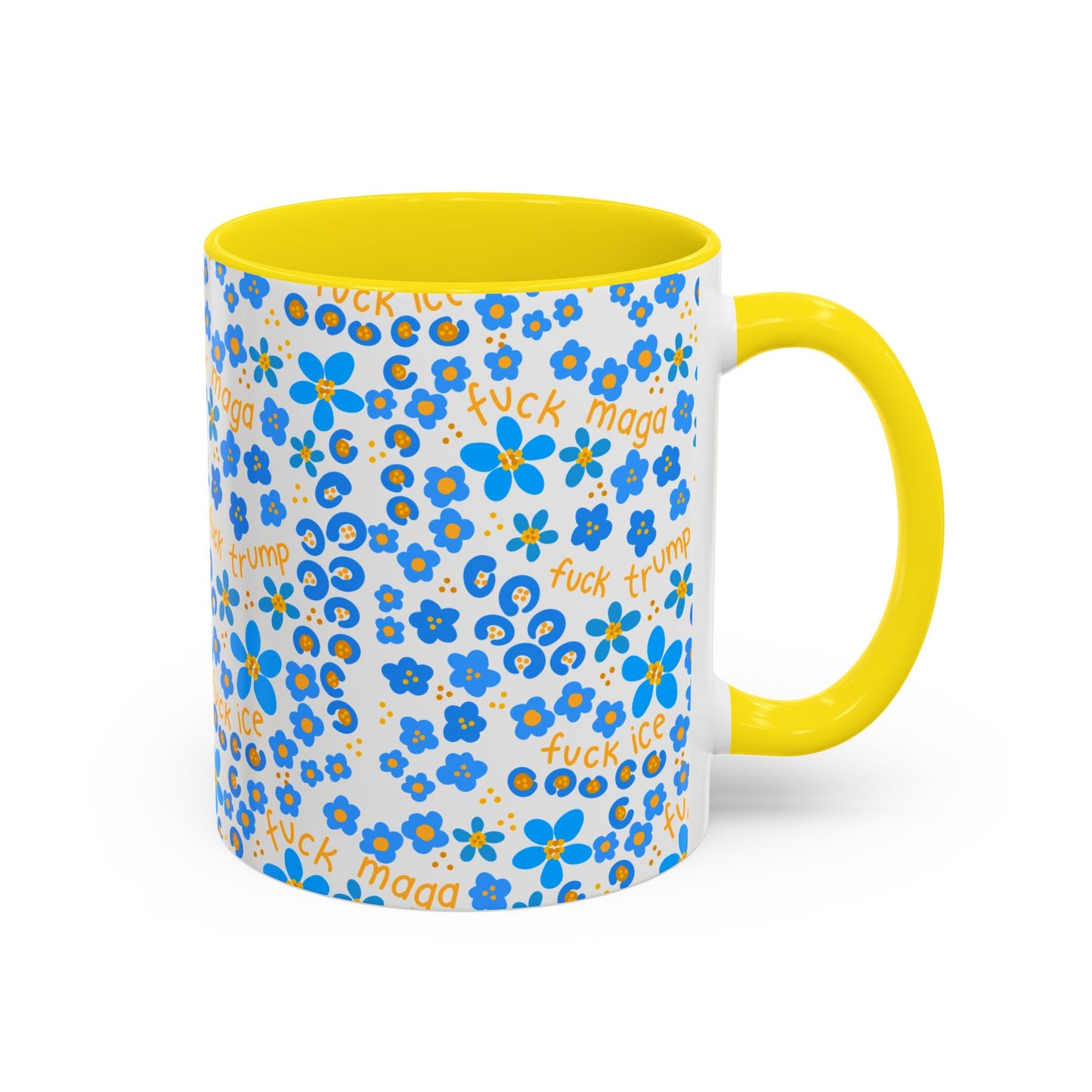 Slightly subtle Blue Floral Pattern mug | Swear Word Accent Coffee Mug FDT