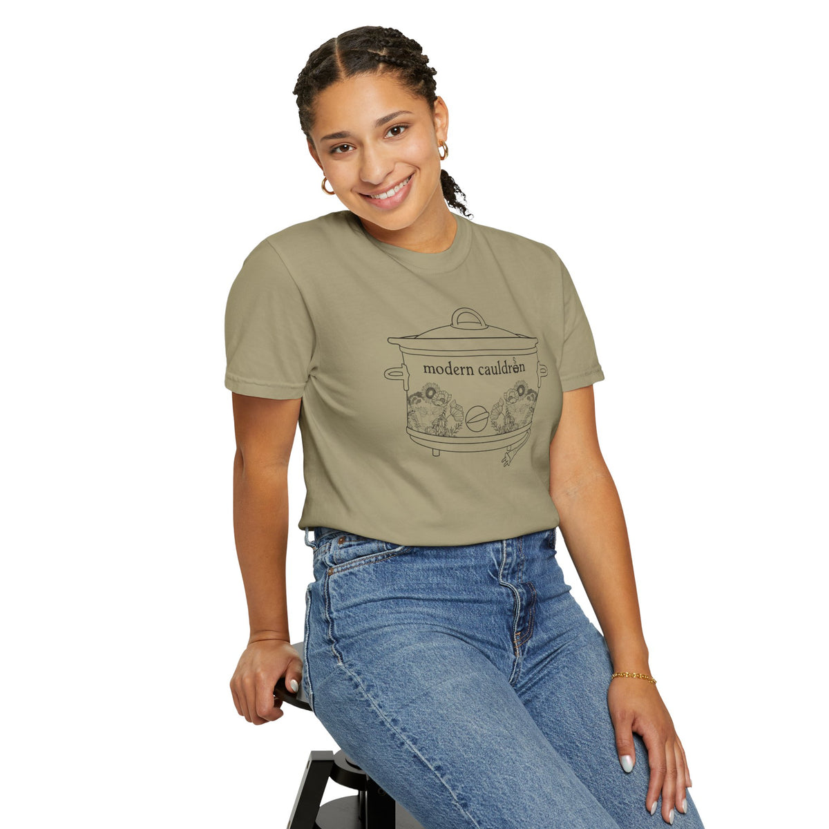 Modern Cauldron Illustrated Cauldron Floral Crockpot Graphic Tee