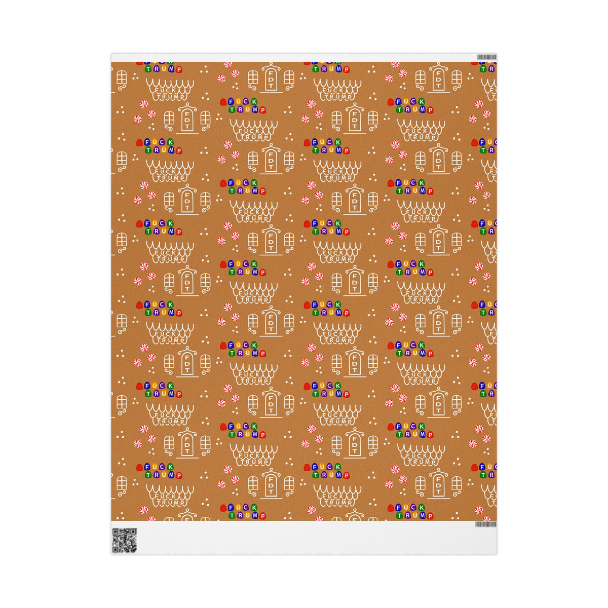 Slightly Subtle Gingerbread House FDT Pattern Wrapping Paper | Holiday Gift Wrap