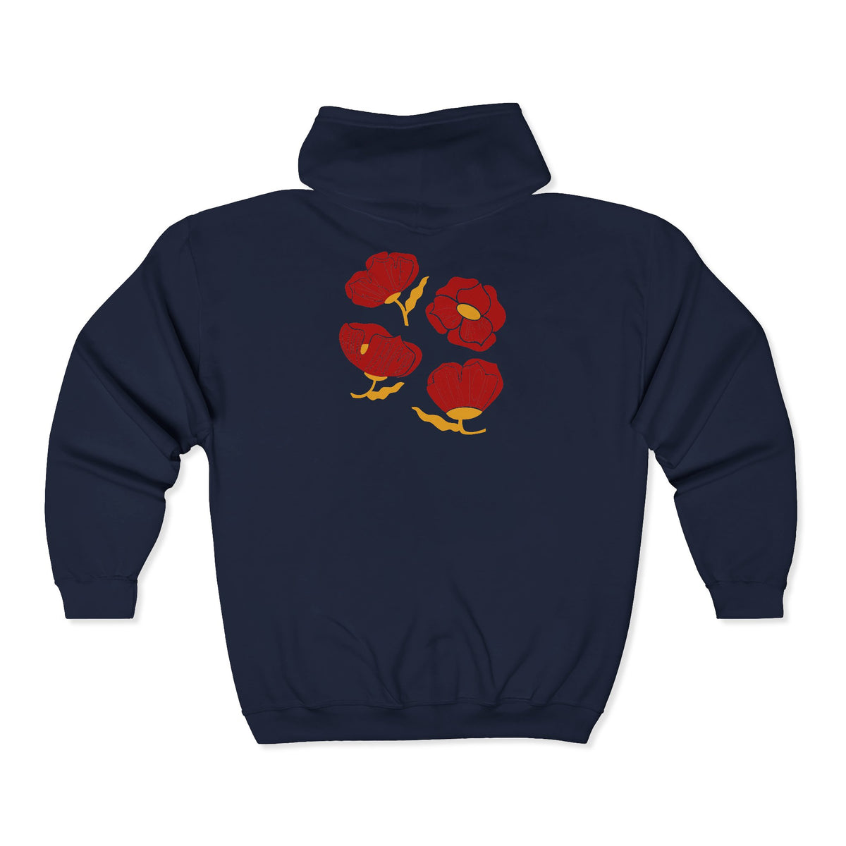 Slightly Subtle Red Poppy Floral design Zip Hoodie | Poppy Flowers jacket