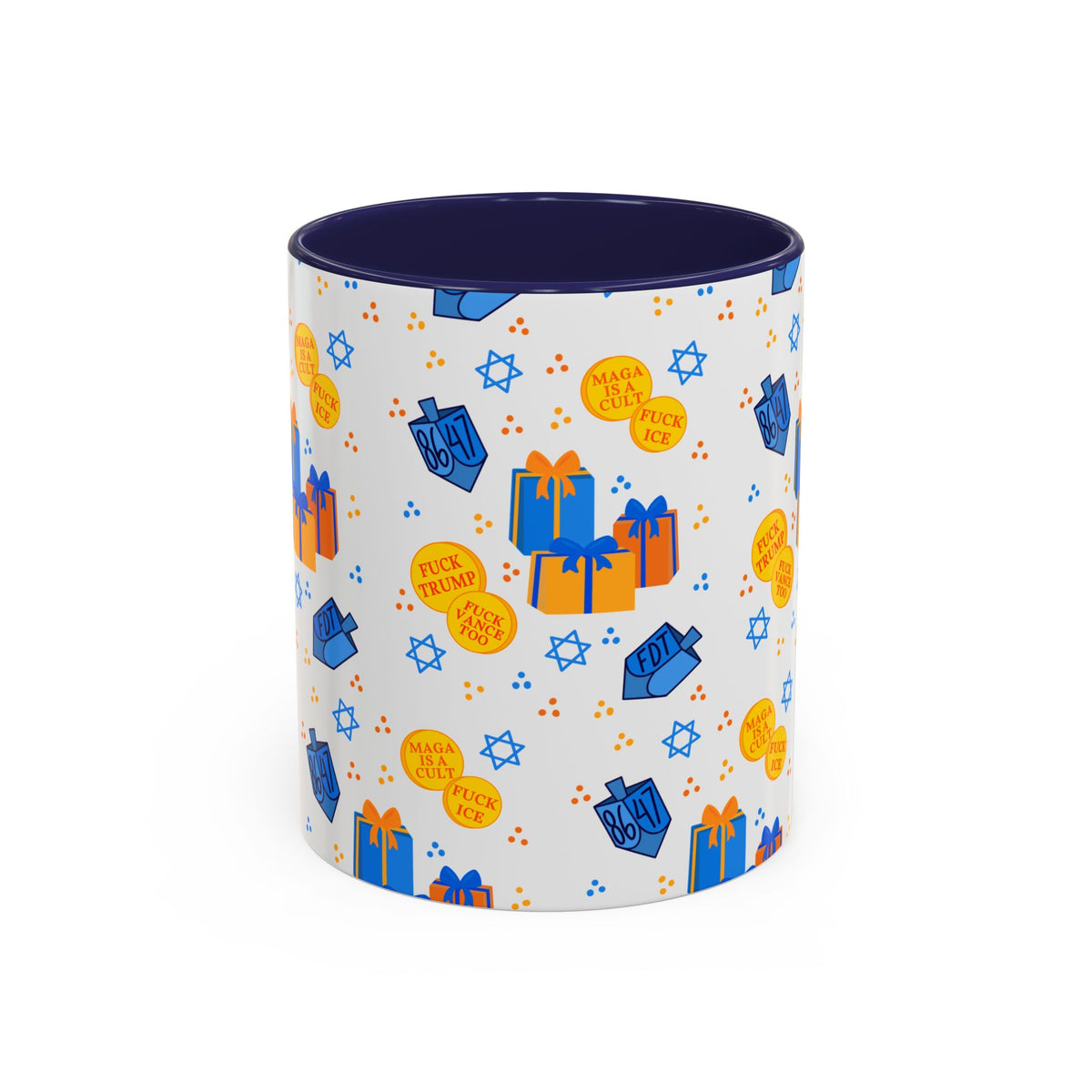 Hanukkah Gift Coffee Mug – Happy Hanukkah Dreidel Gelt Gifts FDT Mug