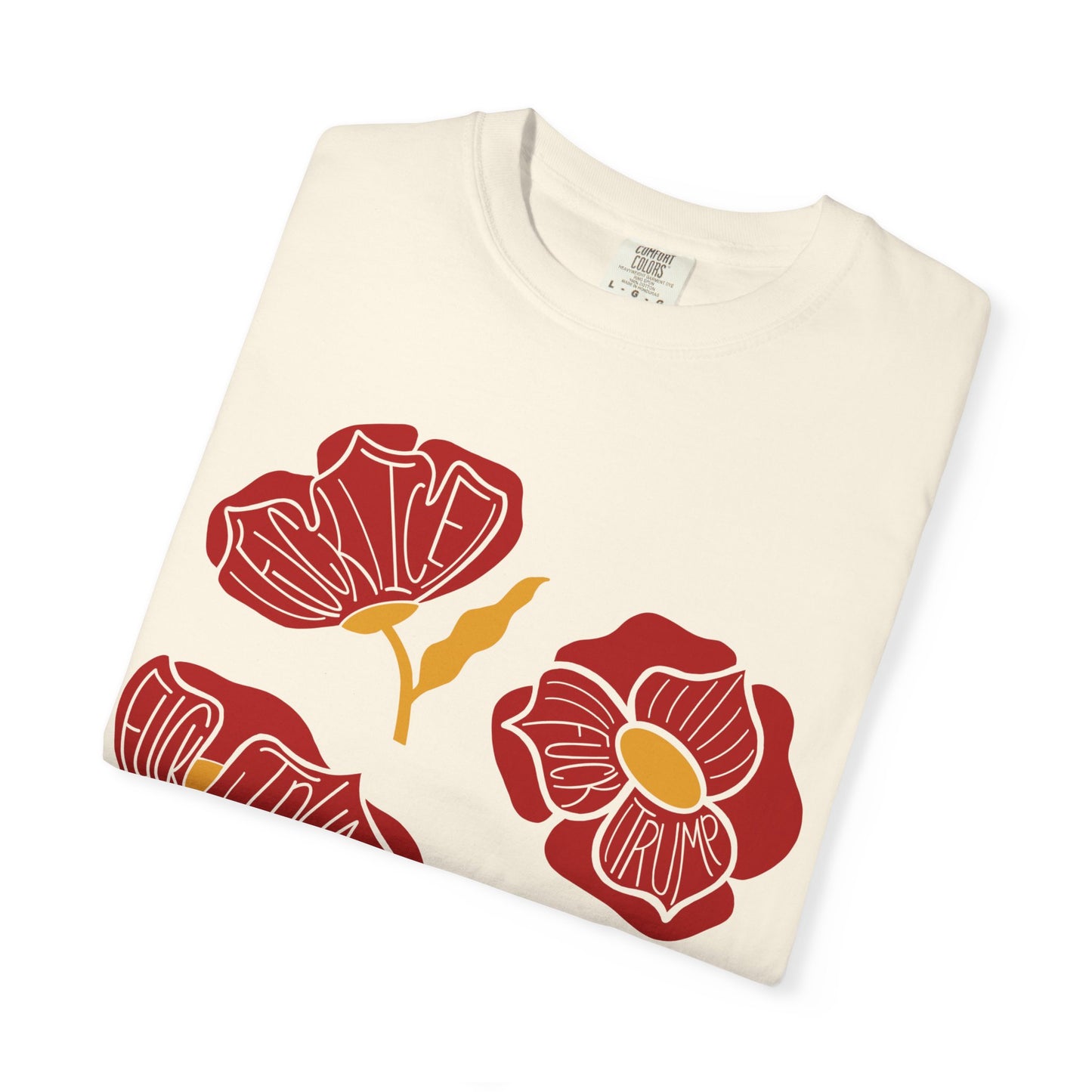 Slightly Subtle Red Abstract Poppy Flowers T-Shirt | Floral Graphic Tee FDT
