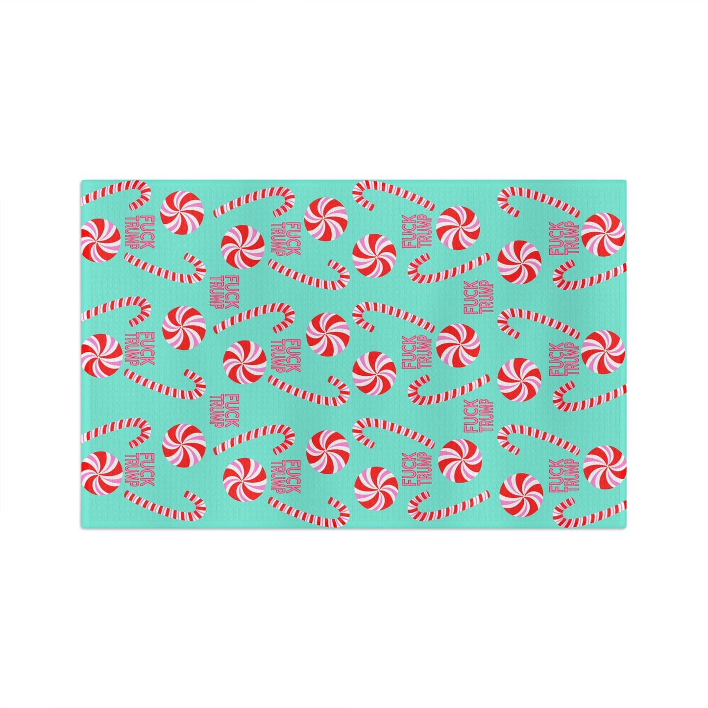 Holiday Candy Canes Tea Towel fdt Peppermint Pattern Kitchen Towel