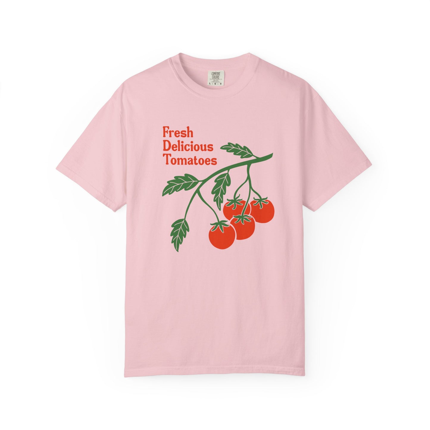 Fresh Delicious Tomatoes T-Shirt | Tomato Vine Illustration, Red Green Produce Tee FDT