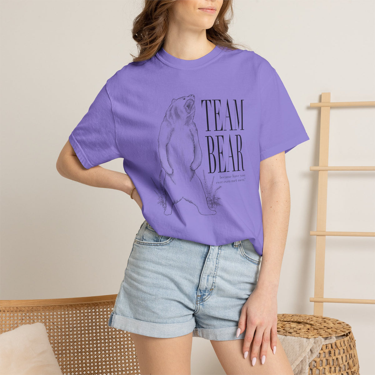 Team Bear Graphic T-Shirt Vintage Sketch Bear Tee because have you even met men