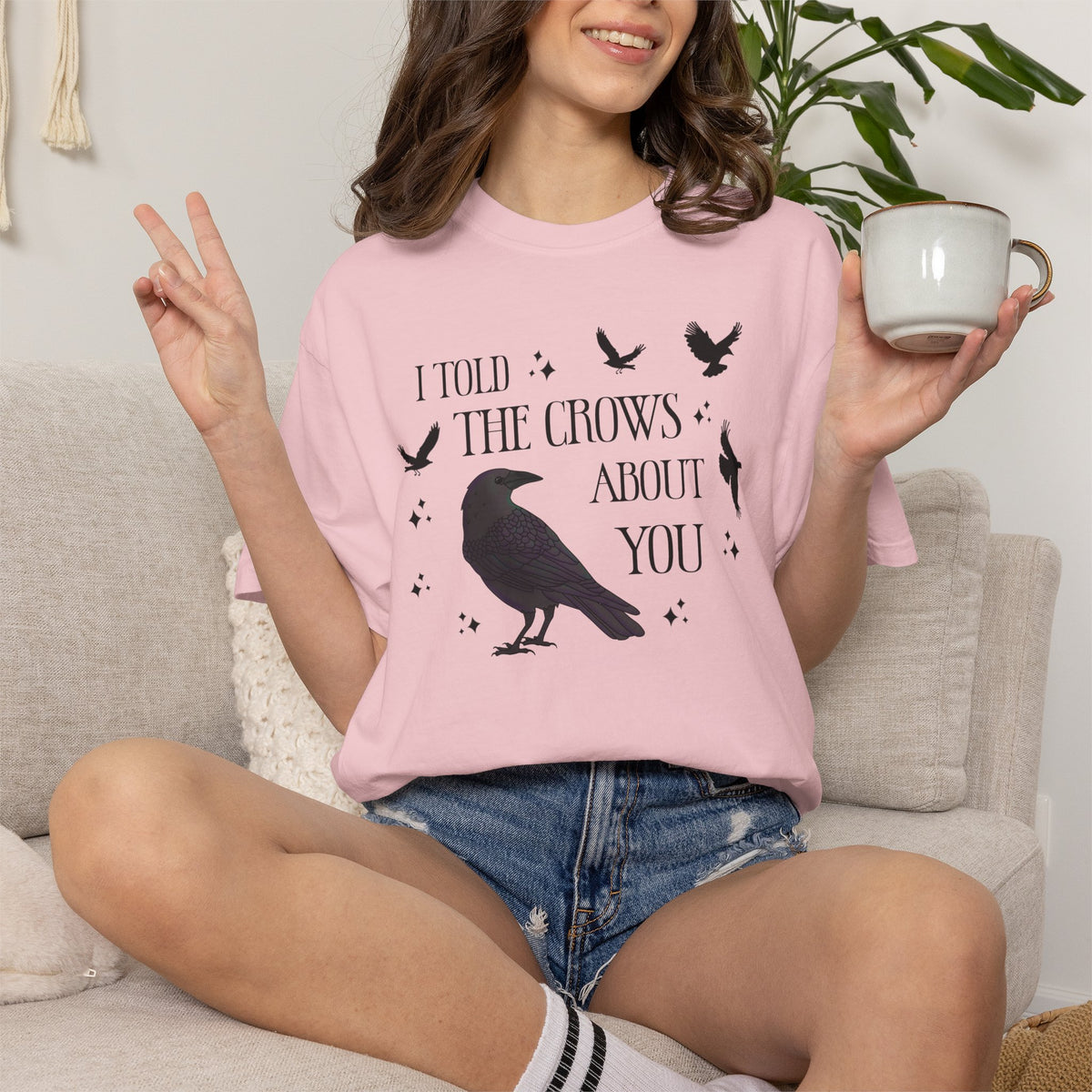 I Told The Crows About You Witchy Crow Raven Graphic Tee