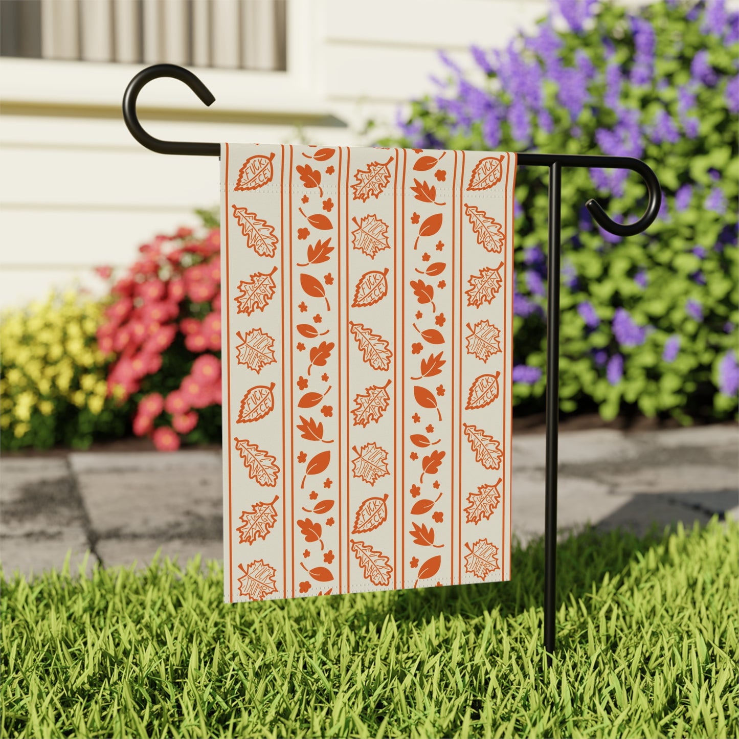Autumn Leaf Stripe Garden Flag Fall Porch & Yard Banner