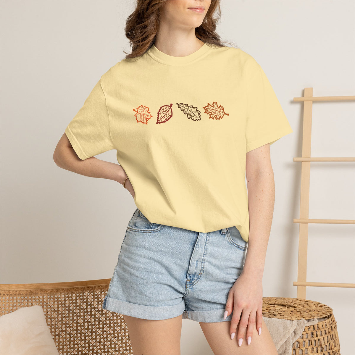 Autumn Leaves T-Shirt FDT Minimal Fall Foliage Graphic Tee