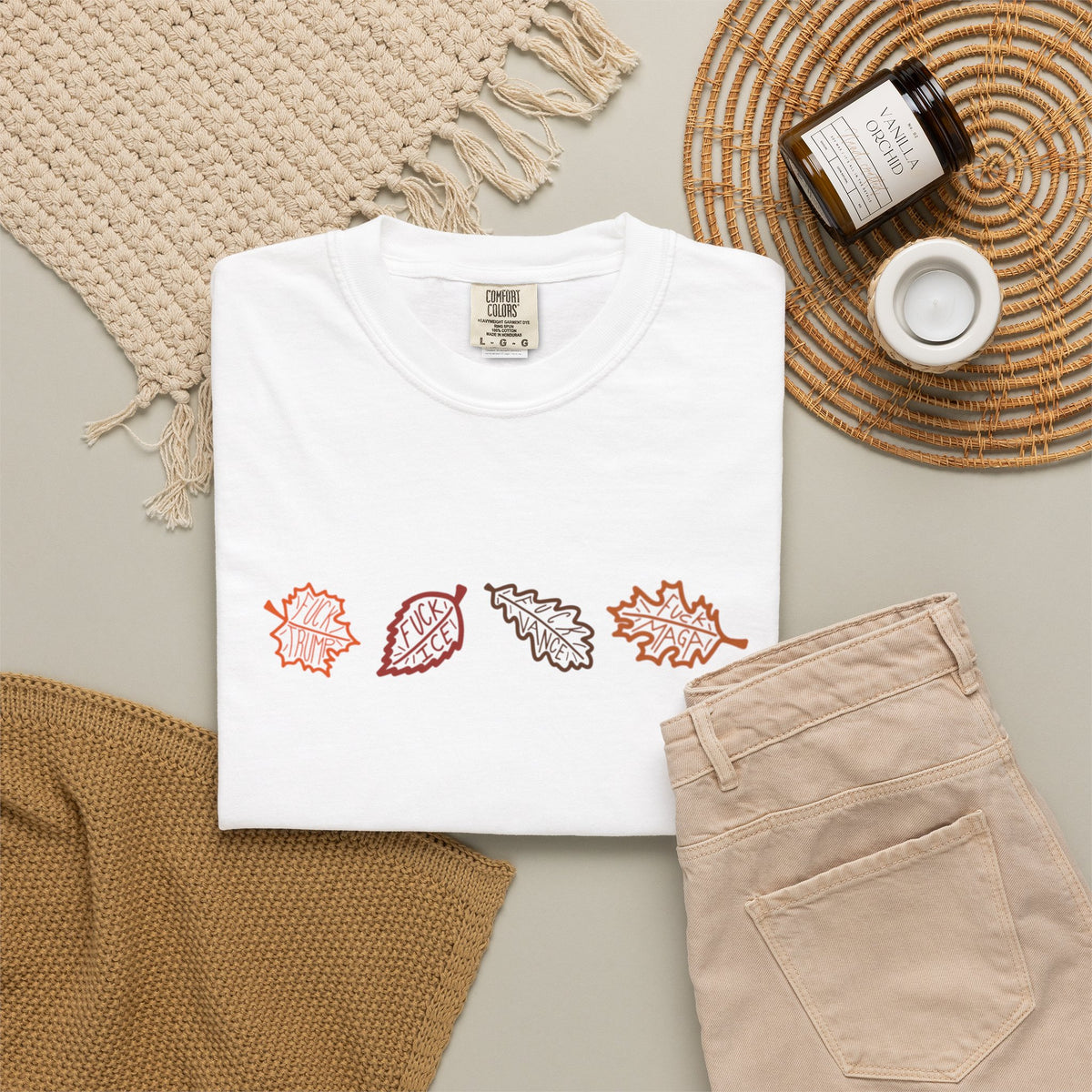 Autumn Leaves T-Shirt FDT Minimal Fall Foliage Graphic Tee