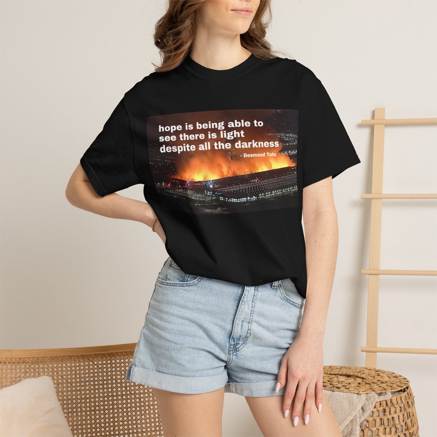 Hope is Being Able to See There is Light Fire T-Shirt | Inspirational Quote Tee Warehouse