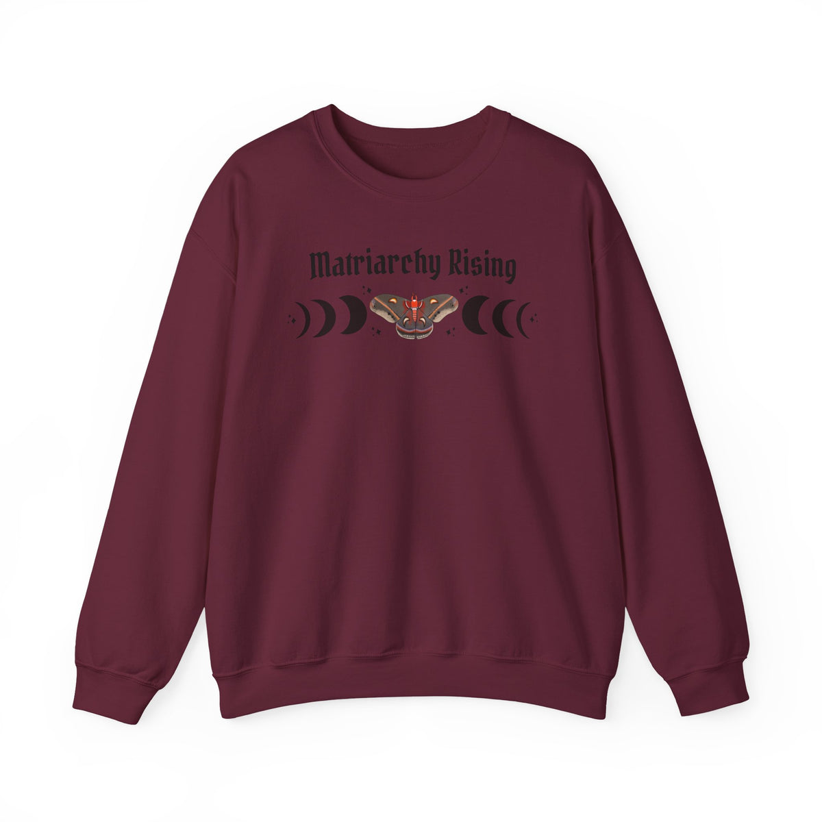 Matriarchy Rising Witchy Moon Phases Moth Crewneck Sweatshirt