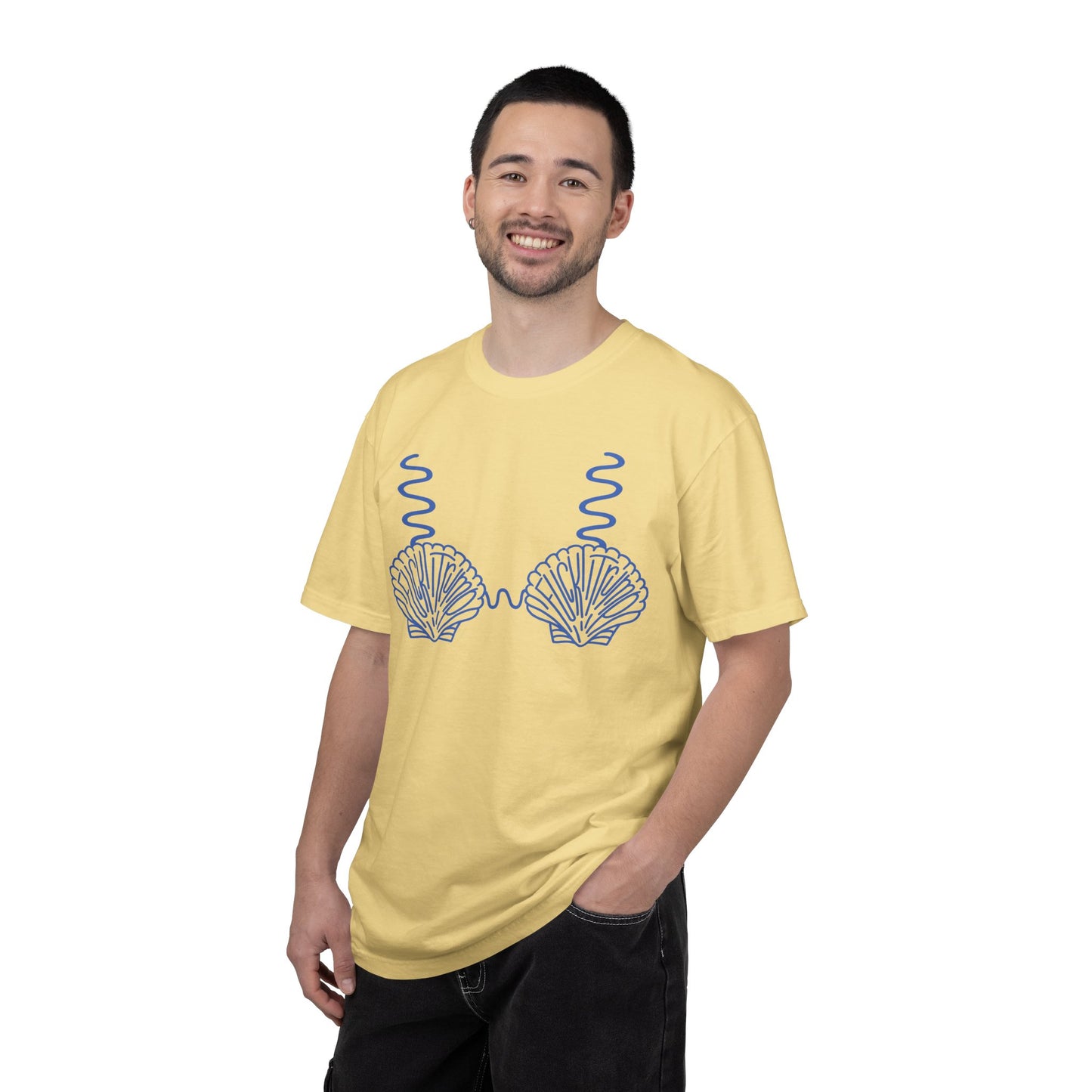 Slighly Subtle Seashell Bikini Line Art T-Shirt | Beachy Mermaid Shells Graphic Tee FDT