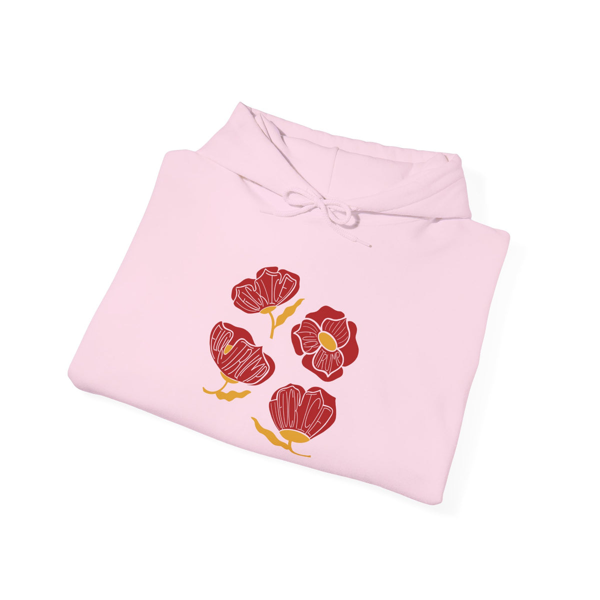 Slightly Subtle Red Poppy Flowers Hoodie | Floral Illustration, Minimal Line Art FDT