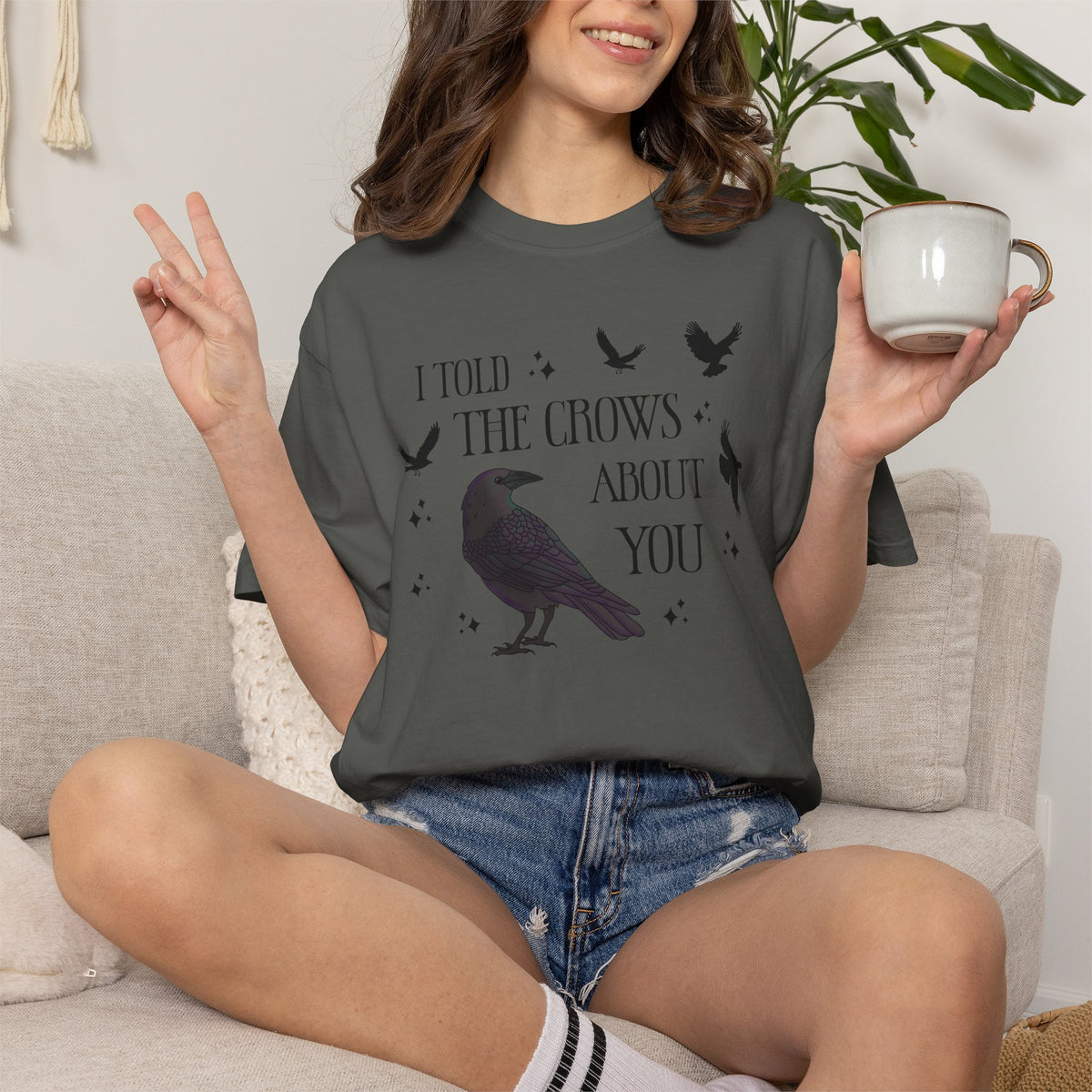 I Told The Crows About You Witchy Crow Raven Graphic Tee