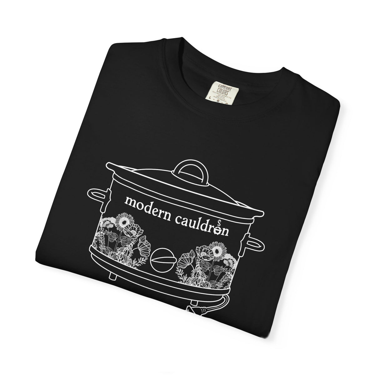Modern Cauldron Illustrated Cauldron Floral Crockpot Graphic Tee