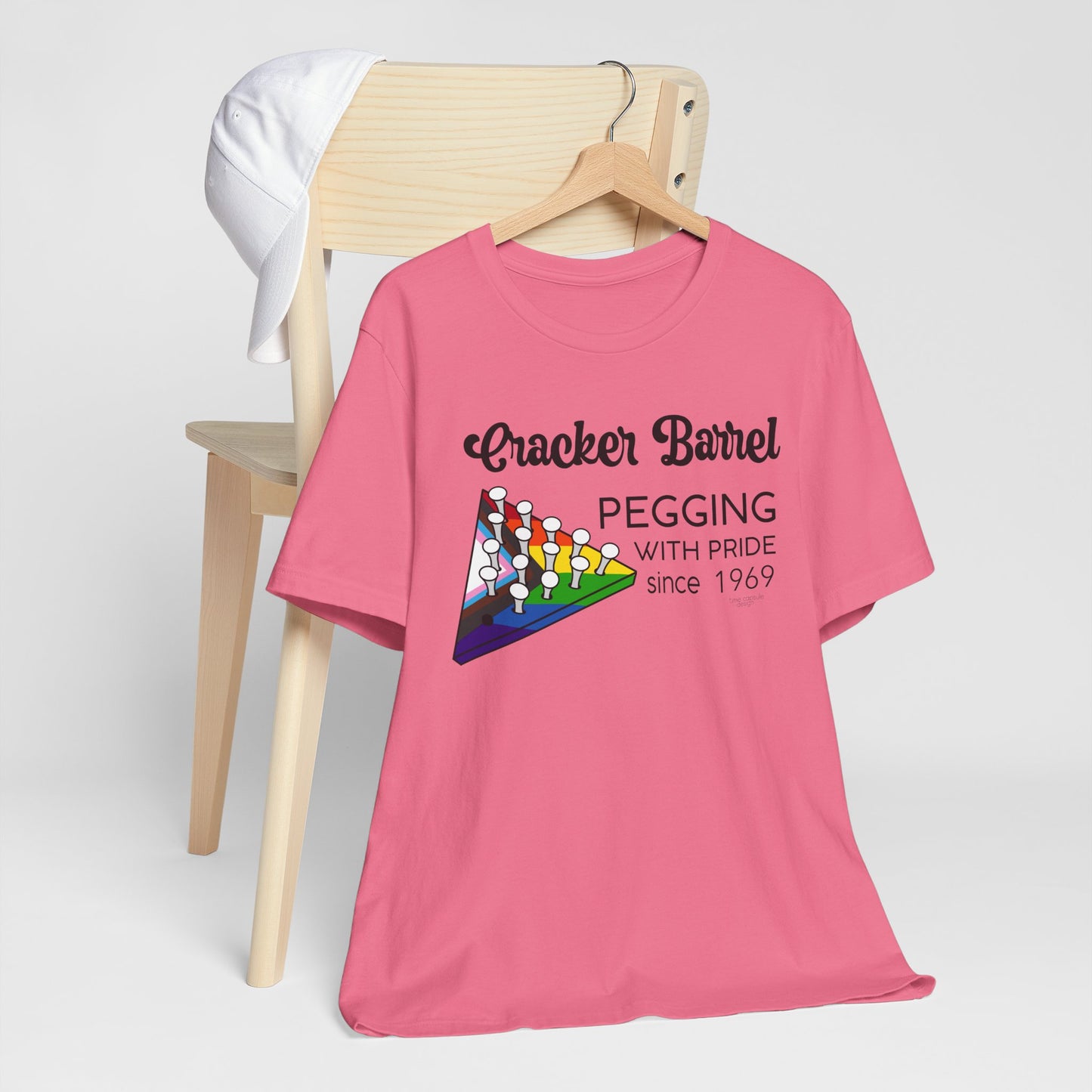 Pegging with Pride Unisex Graphic Tee, Funny Short Sleeve T-Shirt for LGBTQ+ Pride Events, Gift for Friends, Fun Casual Wear