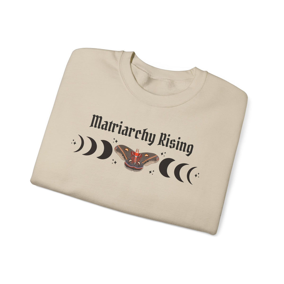 Matriarchy Rising Witchy Moon Phases Moth Crewneck Sweatshirt
