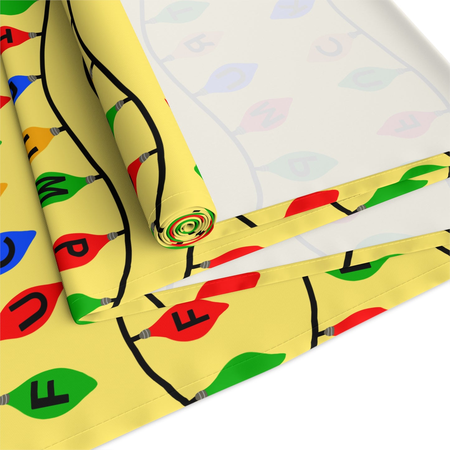 Slightly Subtle Holiday Lights Festive Table Runner Yellow