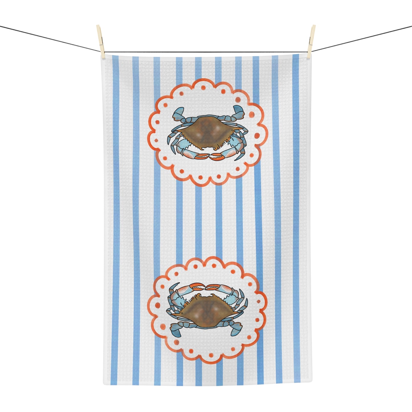 Crab Stripe Microfiber Tea Towel — Coastal Kitchen Dish Towel