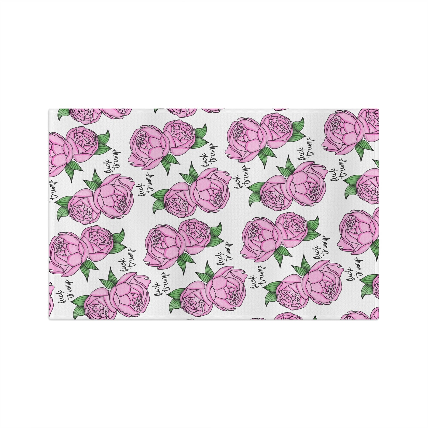 Slightly Subtle Pink Peonies Pattern Microfiber Tea Towel | Floral Kitchen Linen