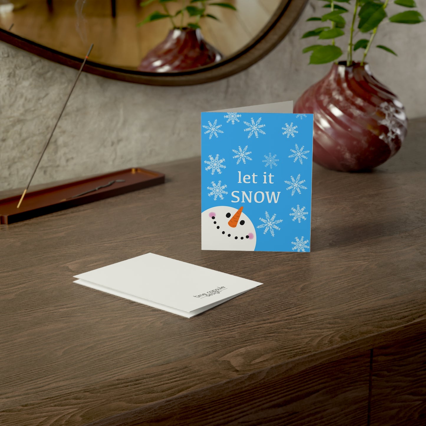 Let It Snow Snowman FDT Holiday Greeting Cards  Pack of 1 / 10 / 30 / 50
