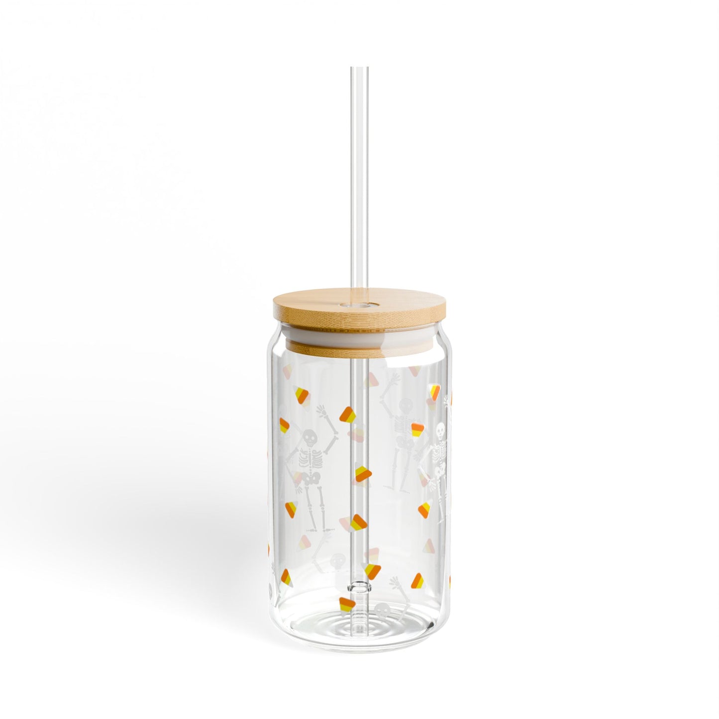 Slightly Subtle Spooky Halloween-Themed Sipper Glass, Candy Corn Design, Stylish Drinkware for Parties, Gifts, and Home Decor