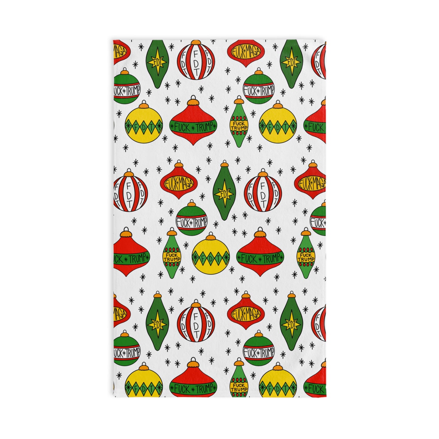 Slightly Subtle Ornament Red and Green Festive Holiday Hand Towel Kitchen Decor Christmas Gift FDT Seasonal Party Supplies, Bright Tea Towel