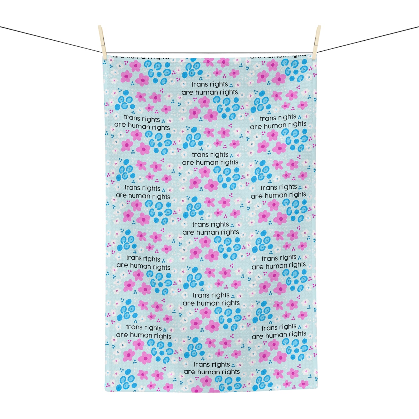 Slightly Subtle Trans Rights Are Human Rights Tea Towel | Trans Pride Floral Microfiber Towel
