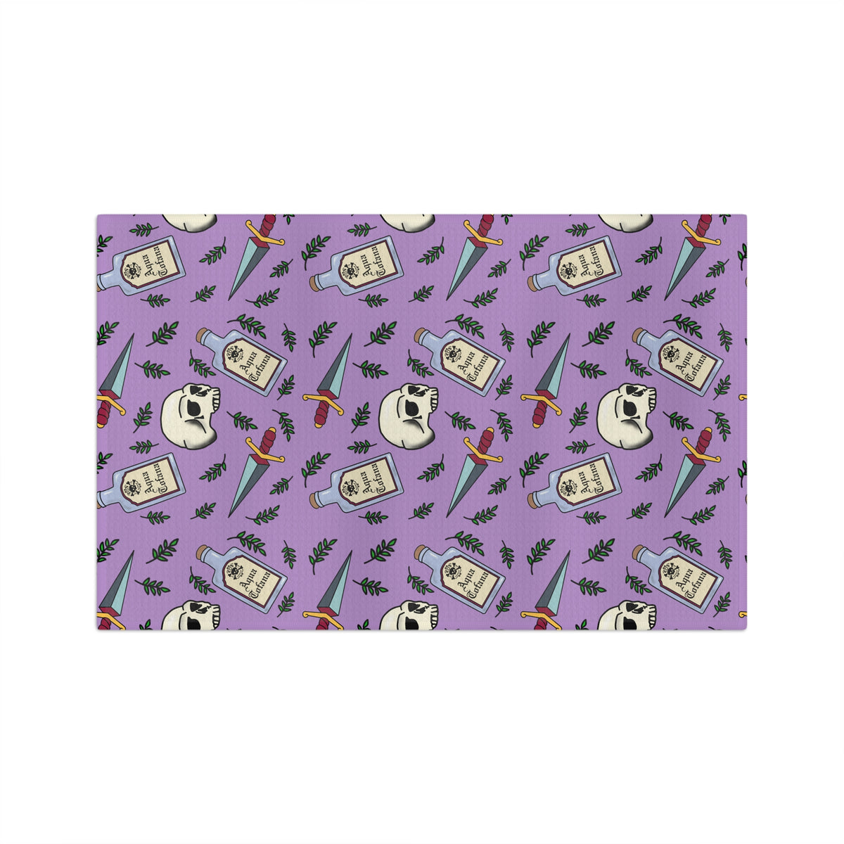 Aqua Tofana Witchy Potion & Skull Microfiber Tea Towel Gothic Halloween Kitchen Decor