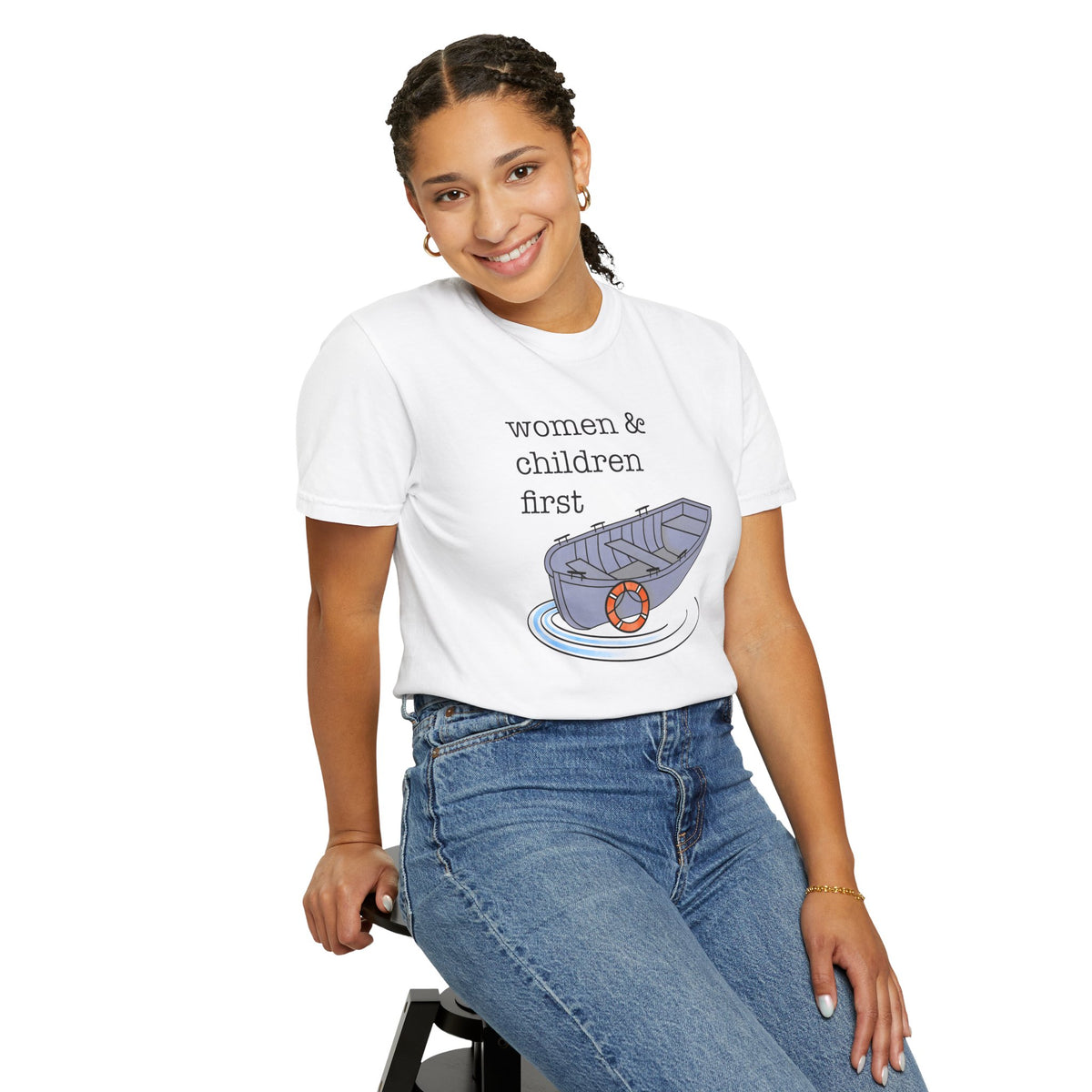 Lifeboat Matriarchy Women & Children First Nautical Boat Graphic T-Shirt