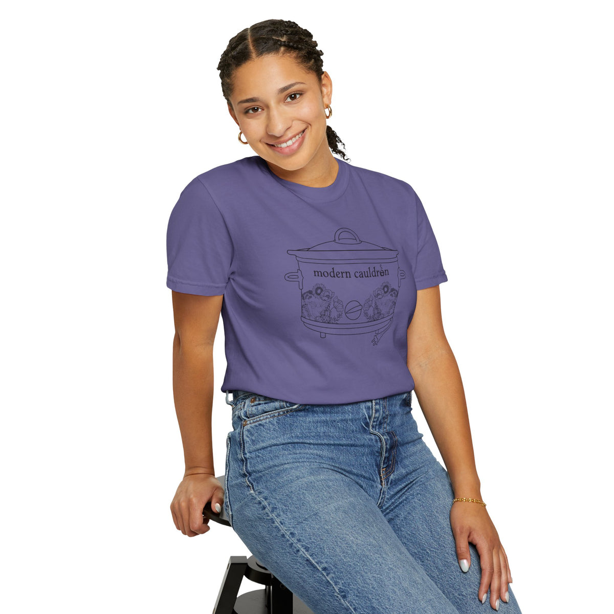 Modern Cauldron Illustrated Cauldron Floral Crockpot Graphic Tee