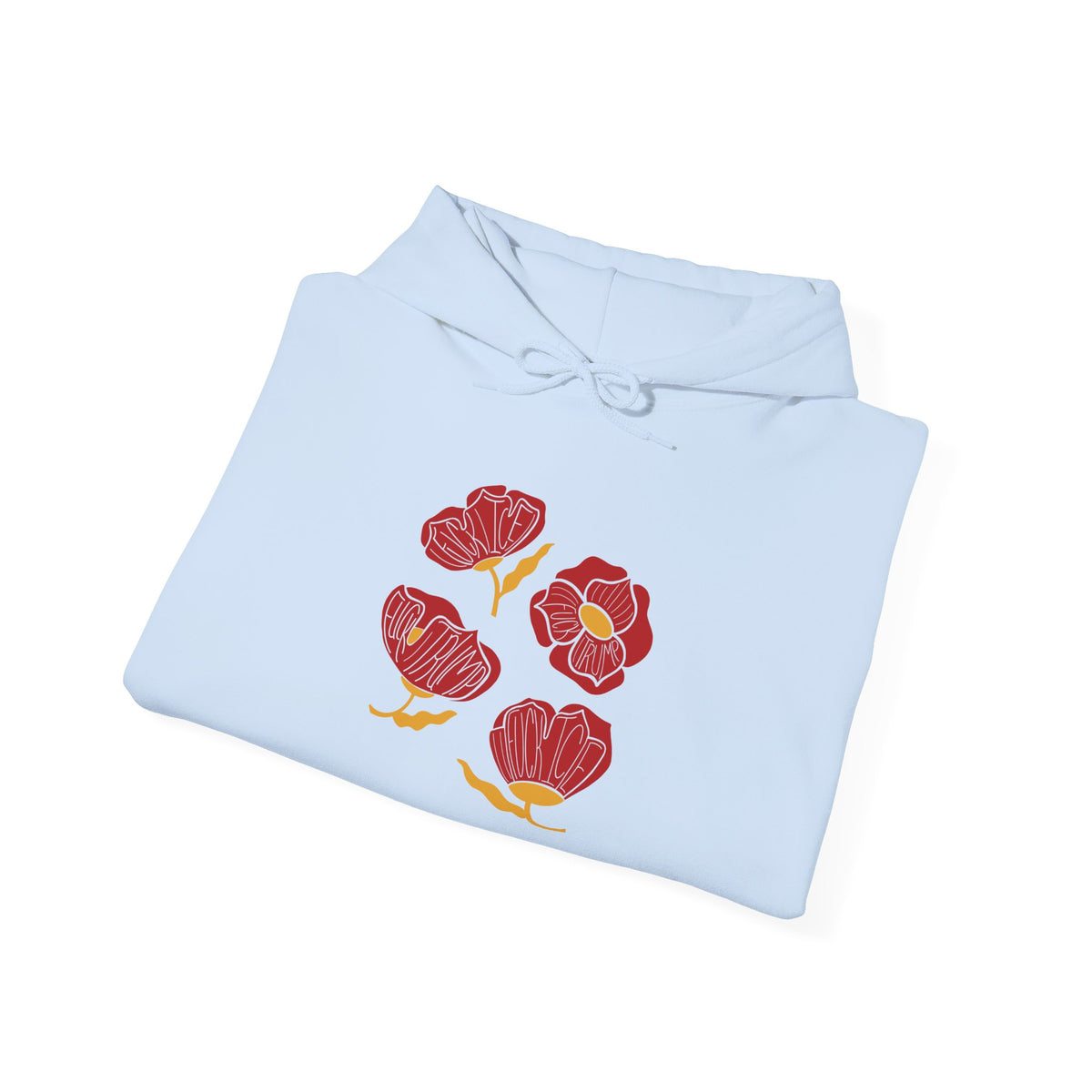 Slightly Subtle Red Poppy Flowers Hoodie | Floral Illustration, Minimal Line Art FDT