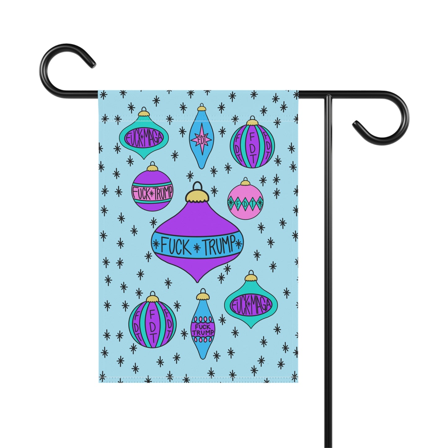 Slightly Subtle Holiday Ornament Garden Flag, FDT Christmas Yard Banner, Outdoor Home Decor, Holiday Party Decor Gift, Statement Garden Art