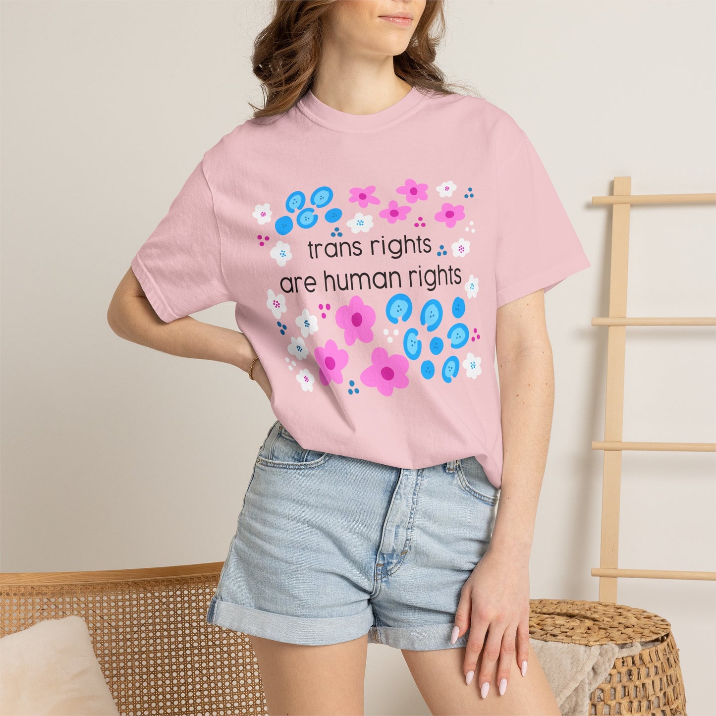 trans rights are human rights T-shirt | floral trans pride design