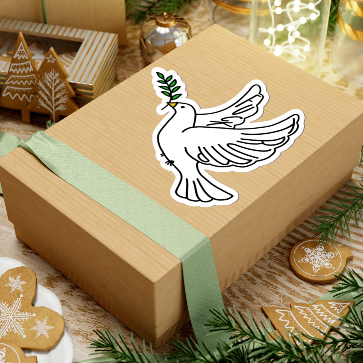 Slightly Subtle Dove with Olive Branch Sticker | Peace Symbol Kiss-Cut Sticker