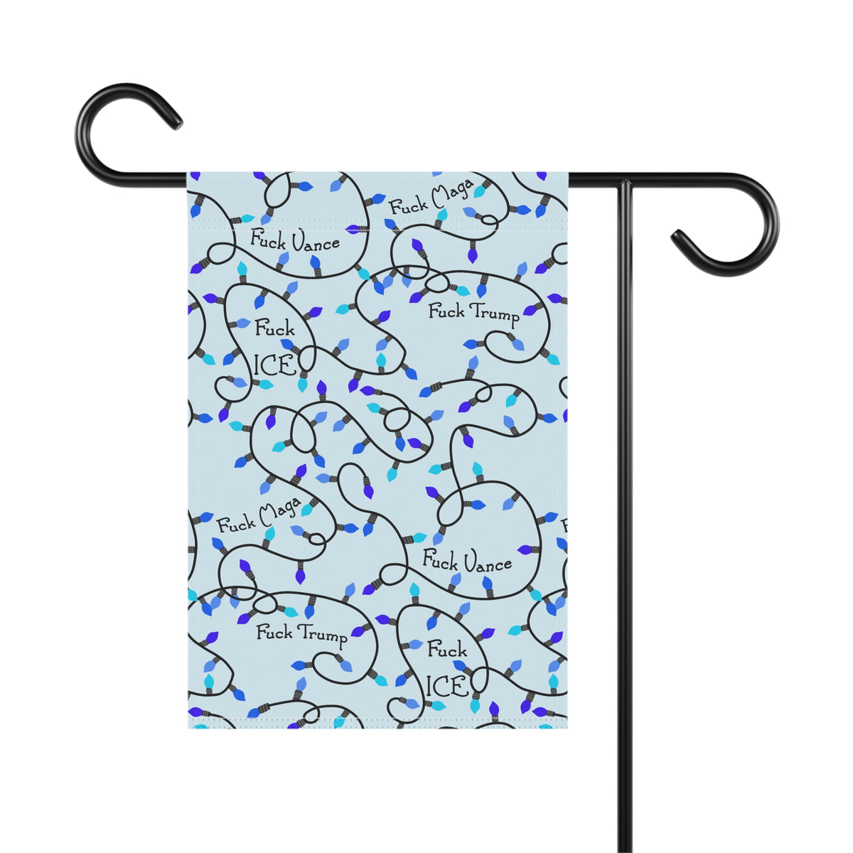 Blue Holiday Christmas Lights Garden Flag FDT