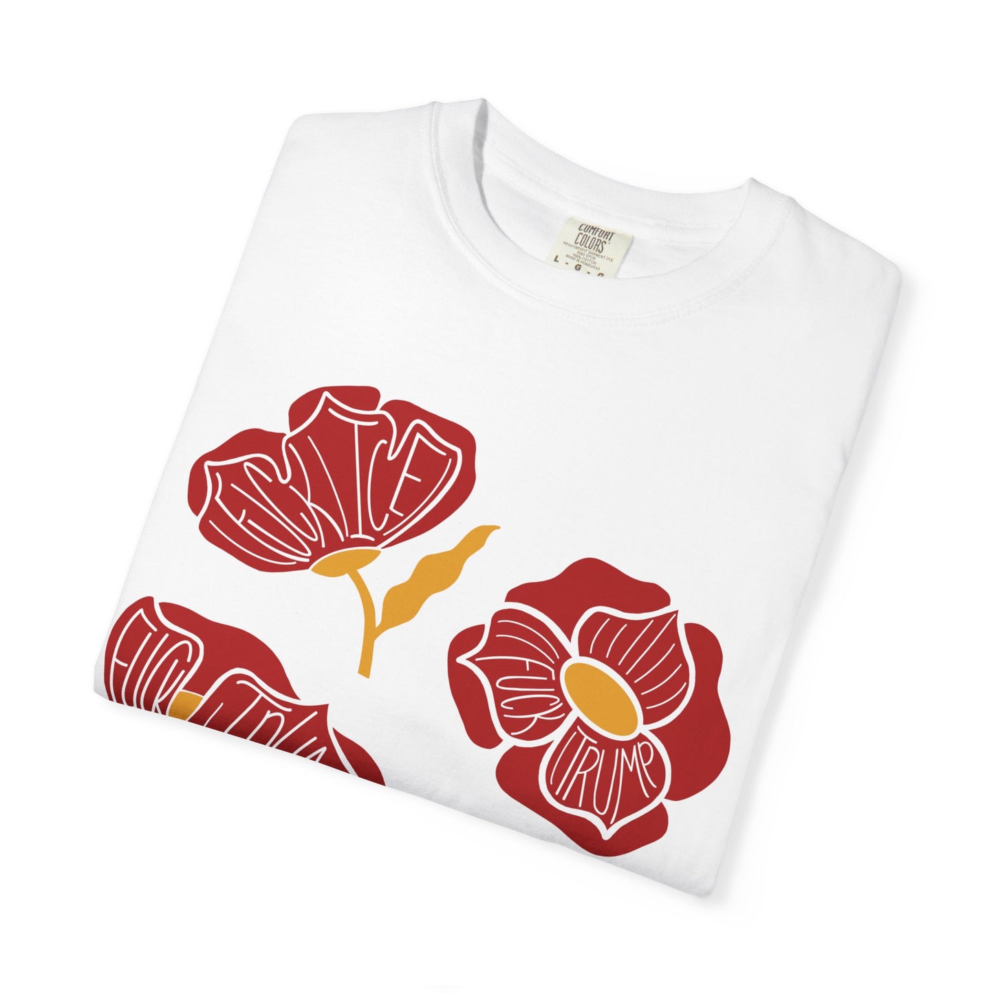 Slightly Subtle Red Abstract Poppy Flowers T-Shirt | Floral Graphic Tee FDT