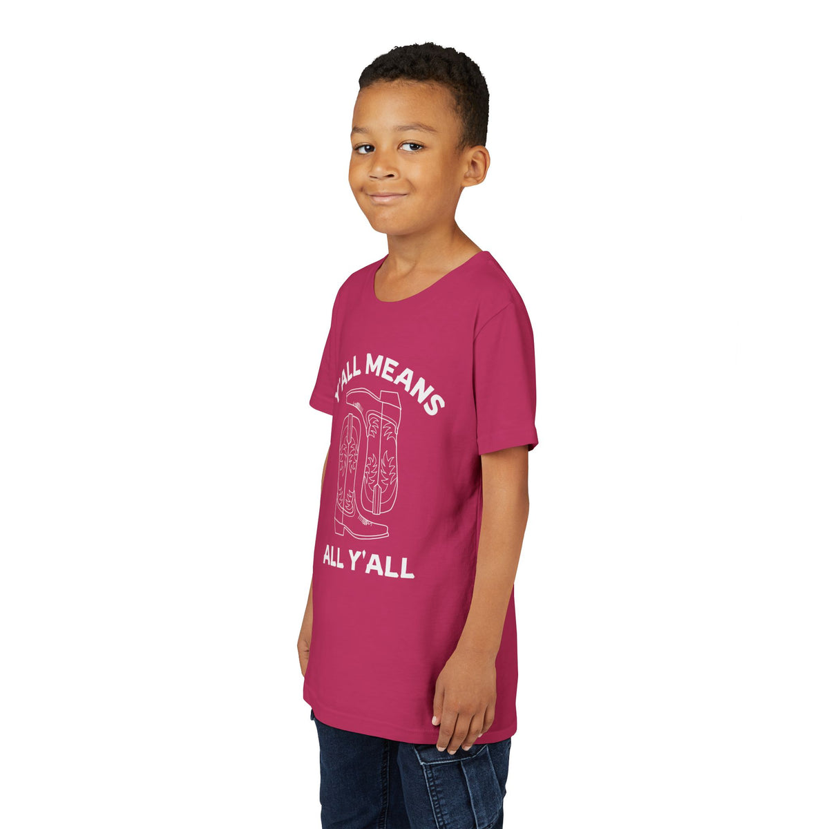 Youth Y’all Means All Y’all Cowboy Boot Graphic T-Shirt
