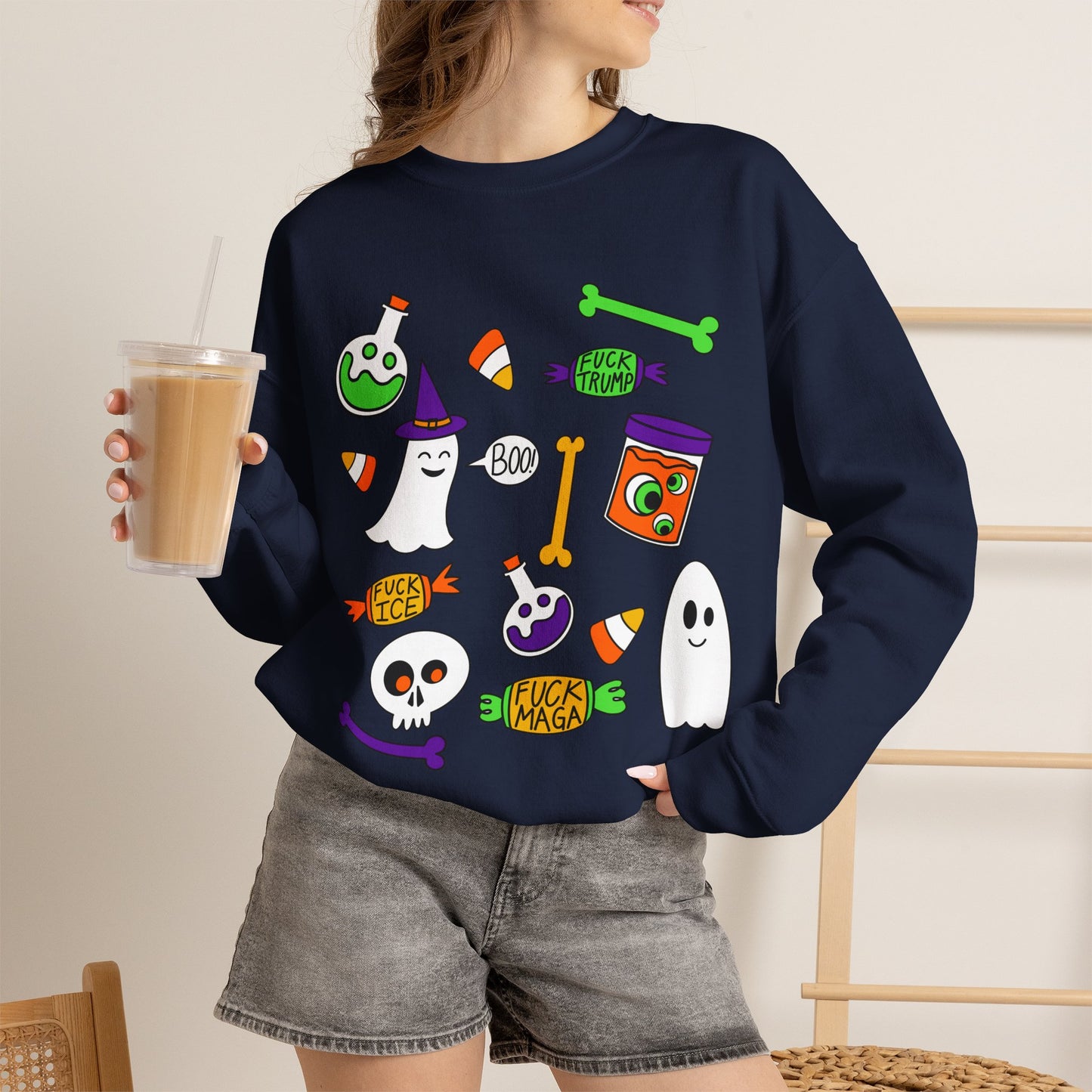 Halloween Candy Ghosts Crewneck Sweatshirt — Cute Spooky Graphic