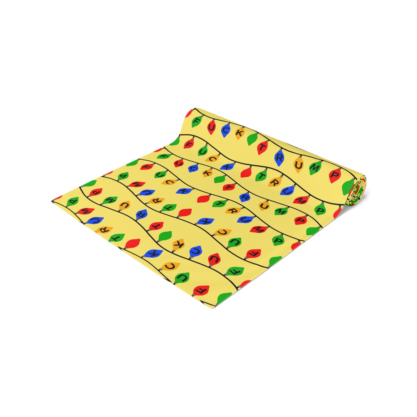 Slightly Subtle Holiday Lights Festive Table Runner Yellow