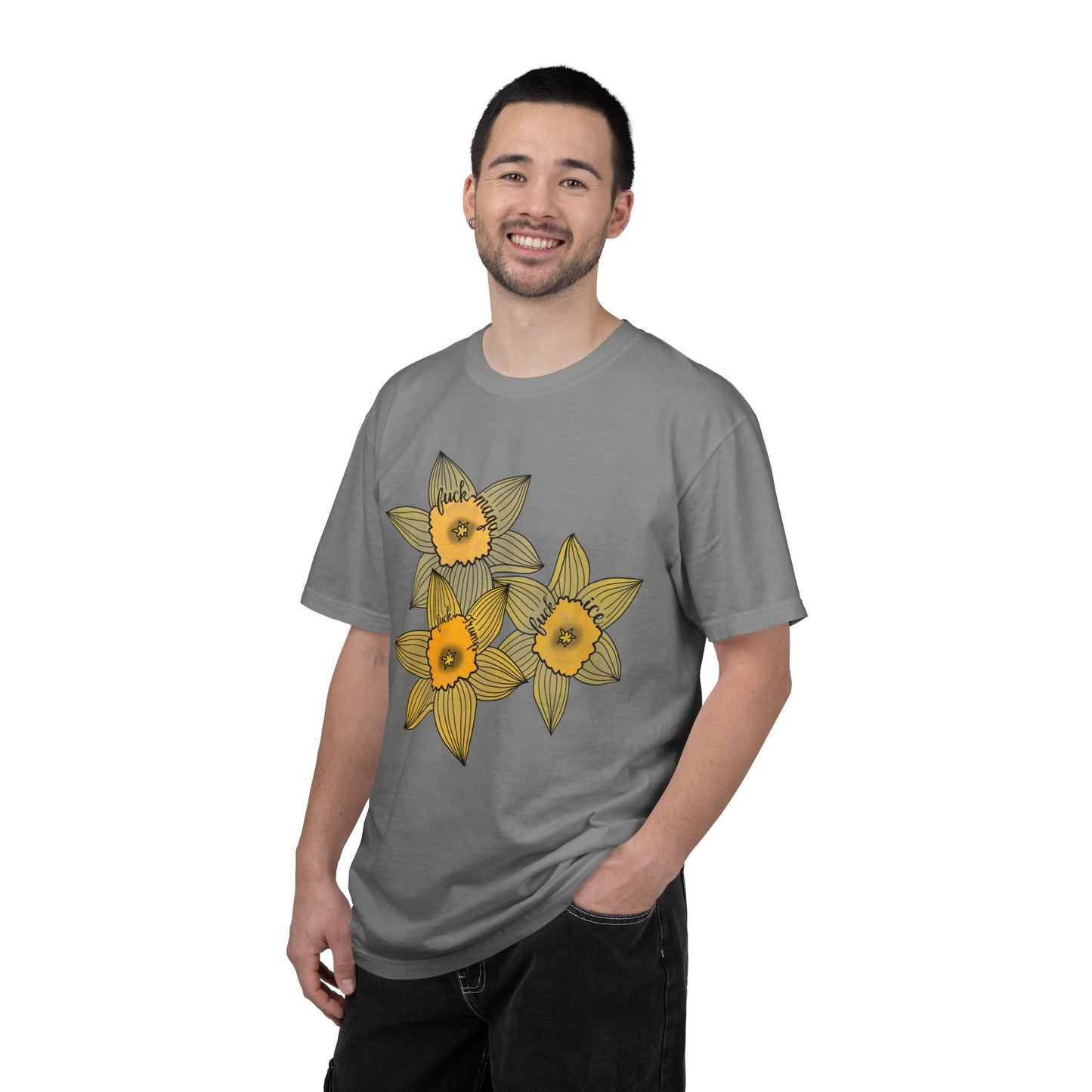 Slightly Subtle Daffodil Trio T-shirt | Yellow Floral Spring Bloom Tee FDT