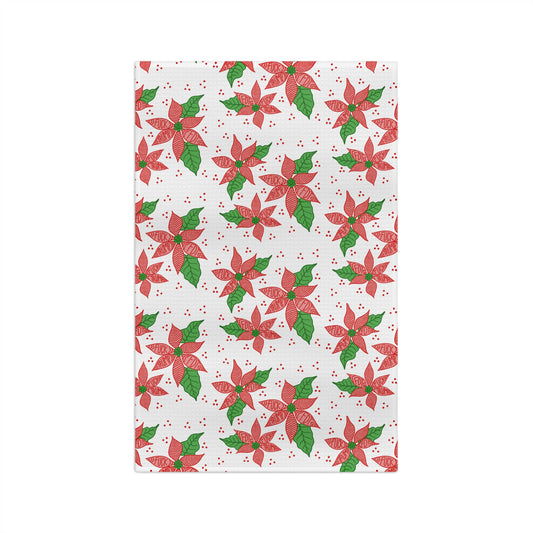 Poinsettia Microfiber Tea Towel FDT Holiday Floral Kitchen Towel
