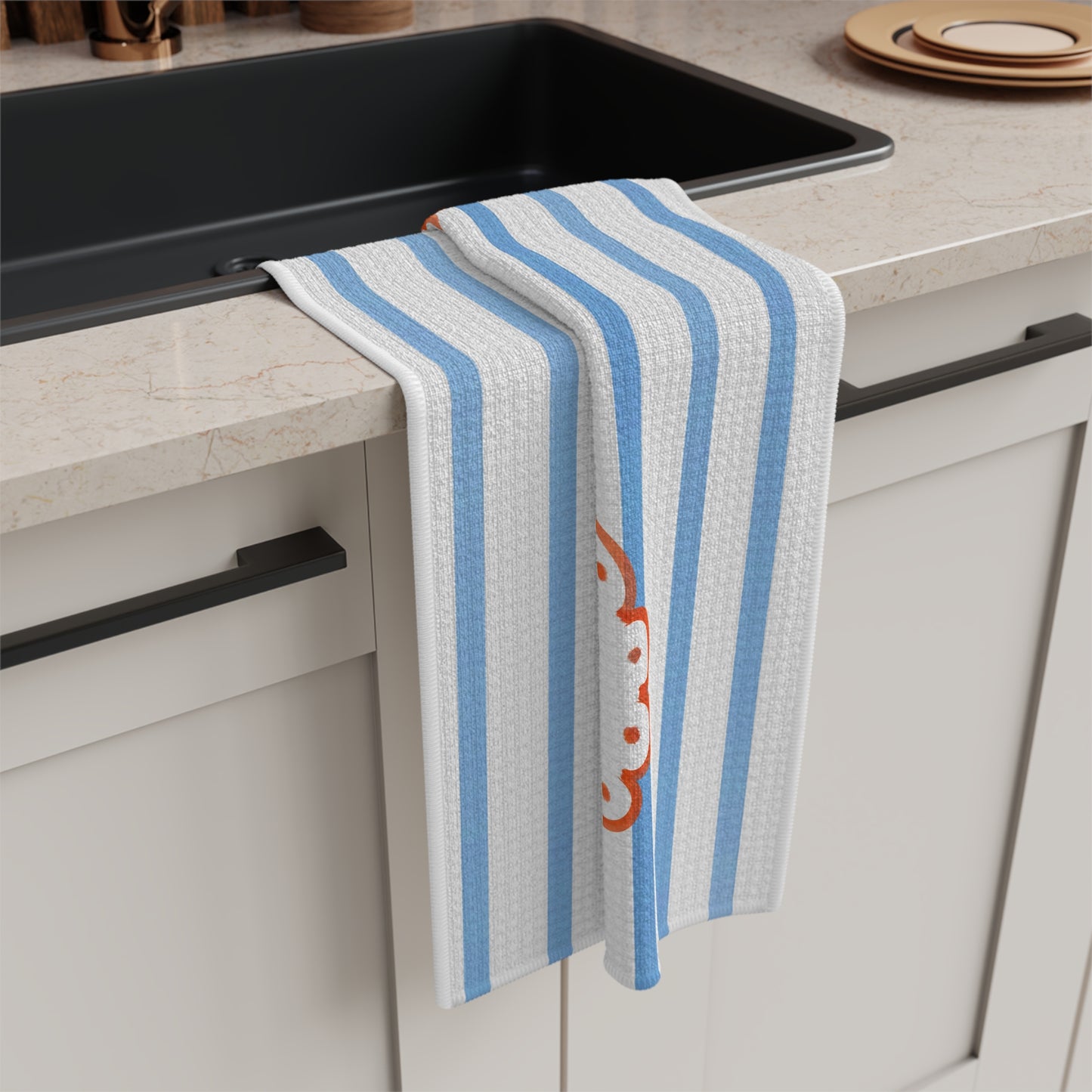 Crab Stripe Microfiber Tea Towel — Coastal Kitchen Dish Towel