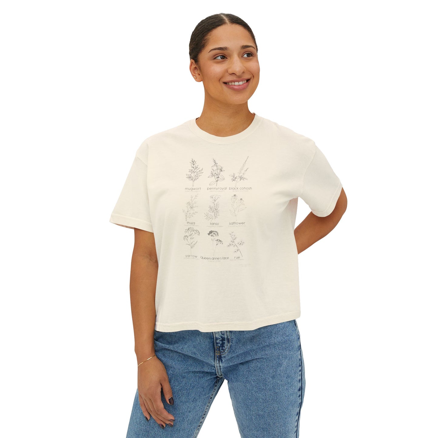 Herbs for Reproductive Freedom Boxy CROP Botanical Illustration Chart Comfort Colors Crop Tee