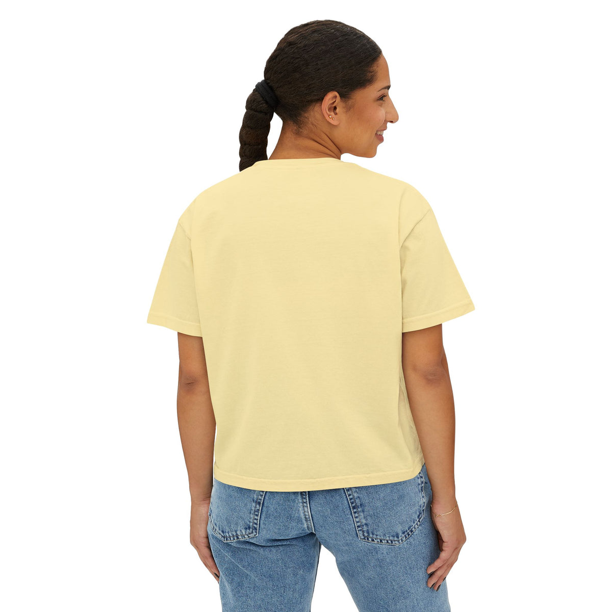 Women’s Boxy CROP Tee "Children Deserve to Grow Up Free From War and Oppression" Peaceful Fruit Graphic